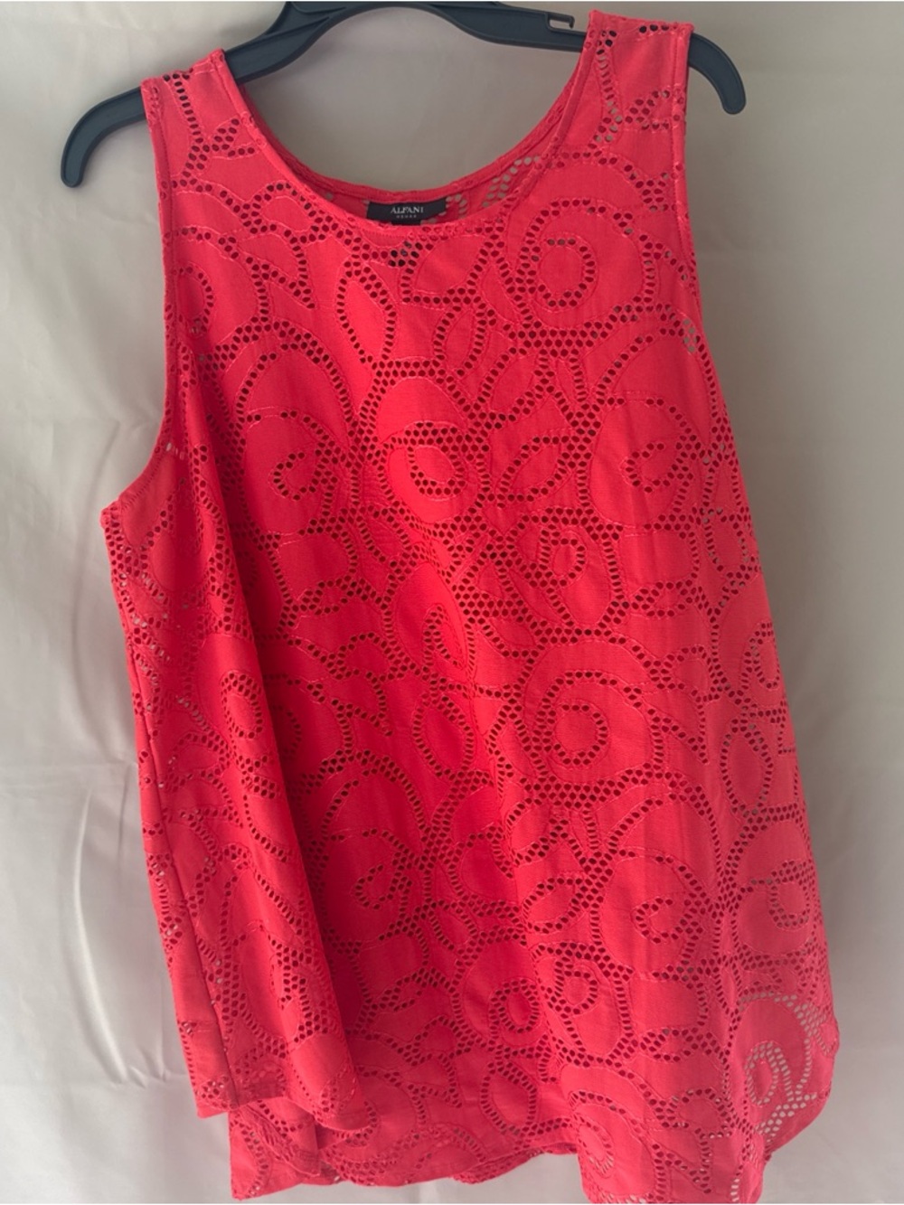 Alfani Coral Eyelet Tank Top — Sleeveless Summer Shell